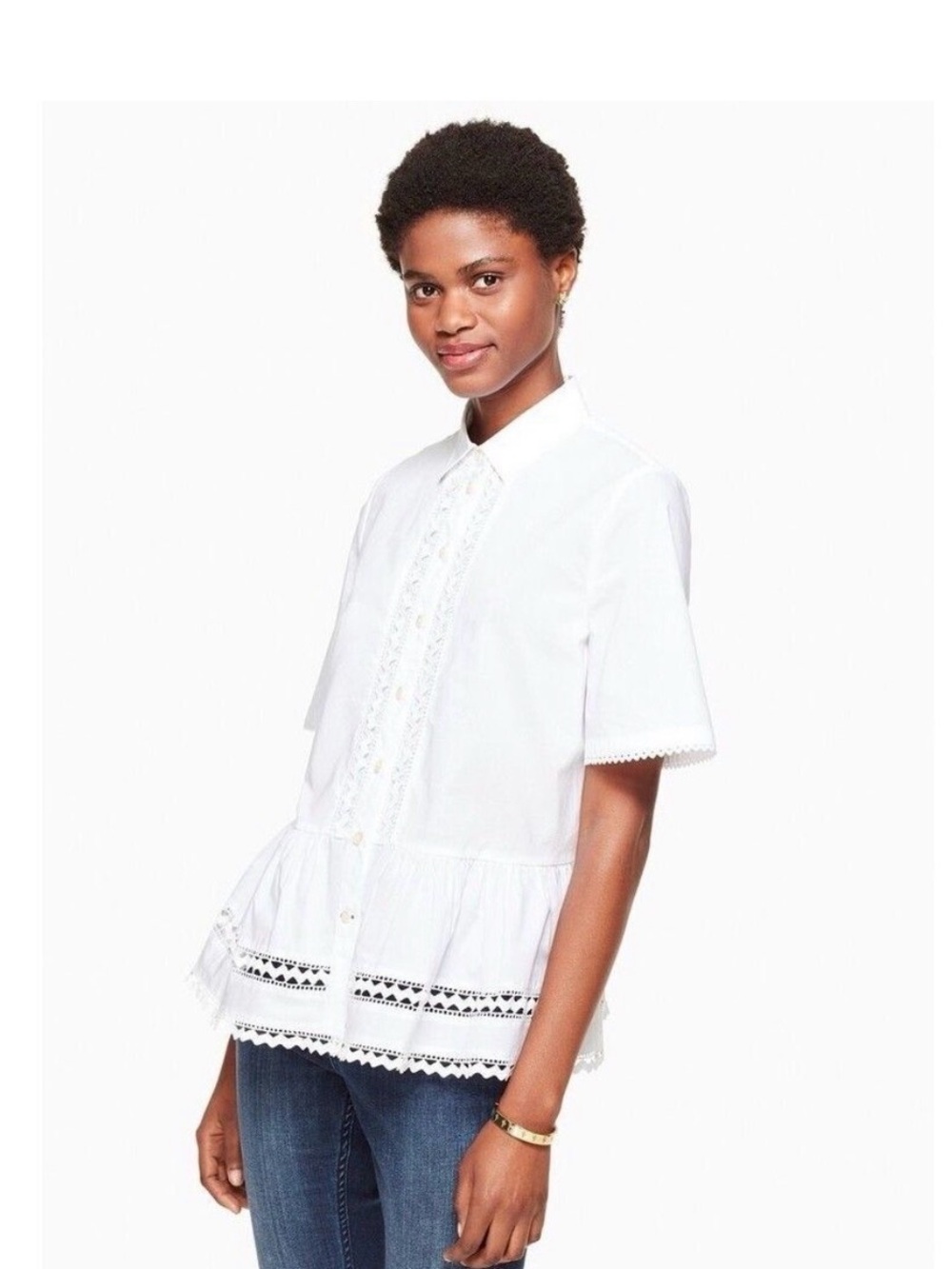Kate Spade Broome Street white peplum blouse medium